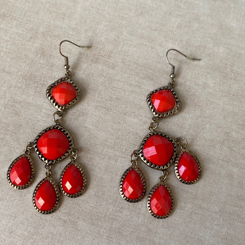 red and bronze earrings - with plugs